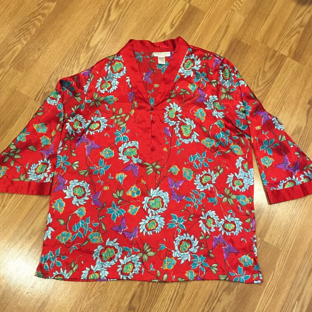Morgan Taylor Intimates Red Satin Top XL